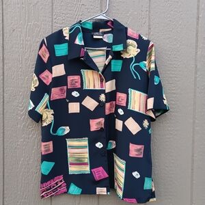 LANA LEE Multi-colored Vintage 80's 90's Button Up Women's Shirt 12